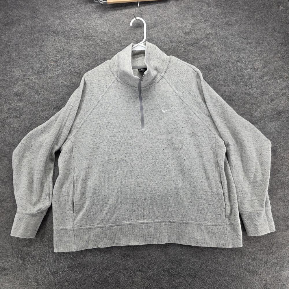 Nike Sweatshirt Womens XL Gray Pullover 1/4 Zip Pockets Fleece DA1457-050